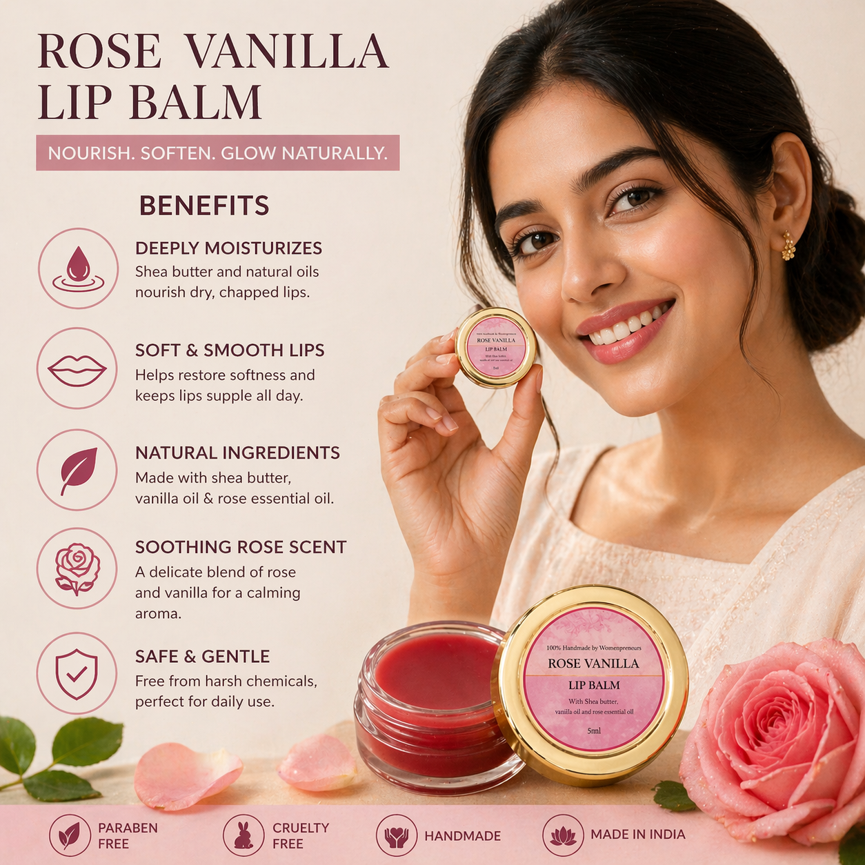 Rose Vanilla Lip Balm
